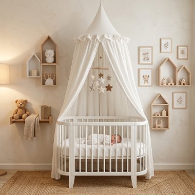 Ciel de lit permet à bébé de dormir profondément