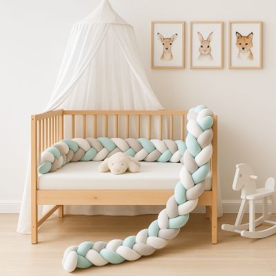 Jolie décoration avec tresse de lit bébé