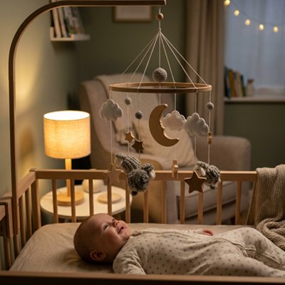 MOBILE BEBE ATMOSPHERE RASSURANTE  A L HEURE DU COUCHER