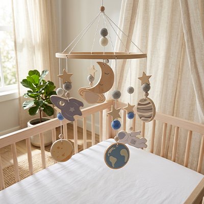 MOBILE BEBE POUR LIT EN BOIS NATUREL