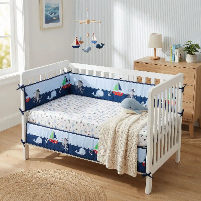 Tour de lit respirant touche moderne pour chambre bébé