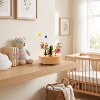 Boite musique bebe repose sur l'etagere