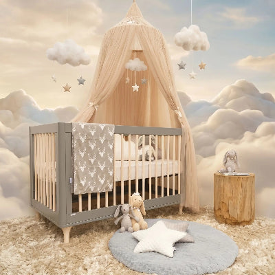 ciel de lit bébé avec nuage flottant