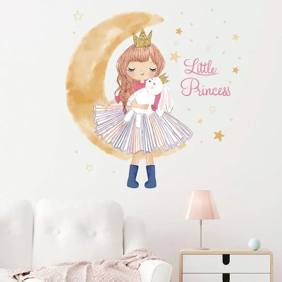 decoration murale princessesticker lune beige