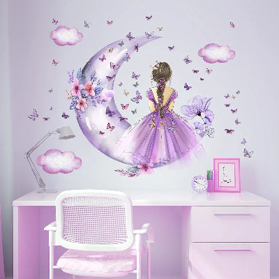decoration murale royaume princessesticker mauve