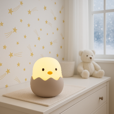 jolie décoration avec veilleuse bébé scintillante