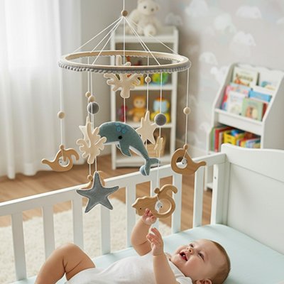 Mobile lit bébé avec baleine et étoile de mer