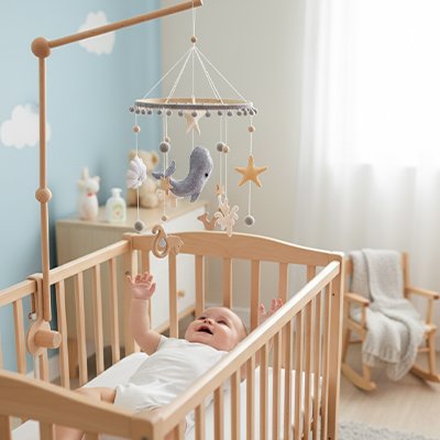 Mobile lit bébé qui attire l'attention de bébé