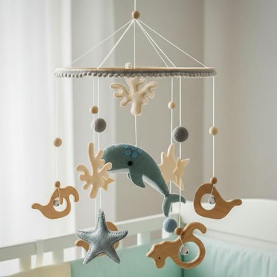 Mobile lit bébé une forme colorée en mouvement