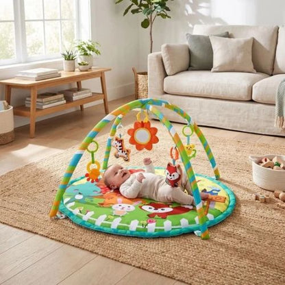 Tapis d'éveil où le bébé est étendu