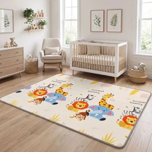 Tapis chambre bebe dans la piece eclairee
