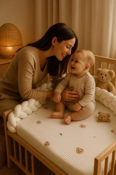 tresse de lit bébé heureux maman comblé