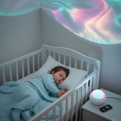 Veilleuse projection atmosphère relaxante et chaleureuse dans chambre bébé